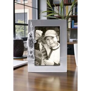 Fish & Hook 4 x 6 Frame by Mariposa Made Of Recycled Silver Aluminum Retail $60